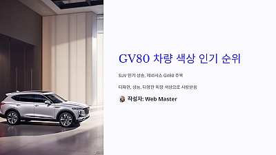 GV80 차량 색상 인기 순위 - 제대로 알면 선택이 쉬워진다